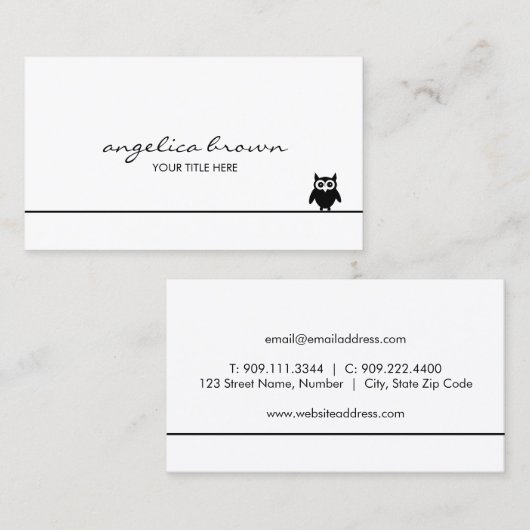 Carte de visite de la chouette noire (Devant / Derrière)