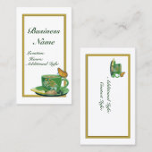 Carte de visite de la coupe de café vert et blanc  (Devant / Derrière)