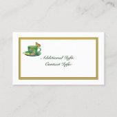 Carte de visite de la coupe de café vert et blanc  (Dos)