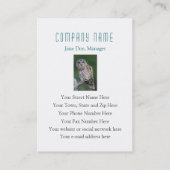 Carte de visite de la faune du Birder de hiboux (Dos)