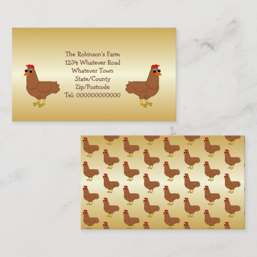 Carte de visite de la ferme de design de poulet (Devant / Derrière)