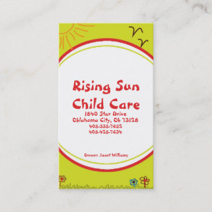 Carte de visite de la garderie Sunshine