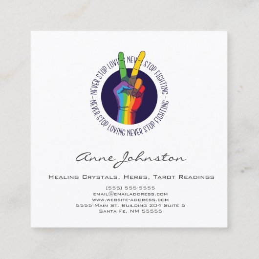 Carte de visite de la main Rainbow Peace (Dos)