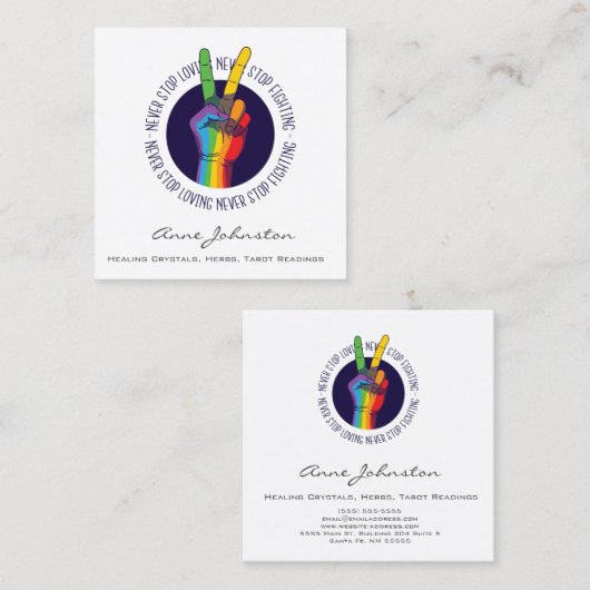 Carte de visite de la main Rainbow Peace (Devant / Derrière)