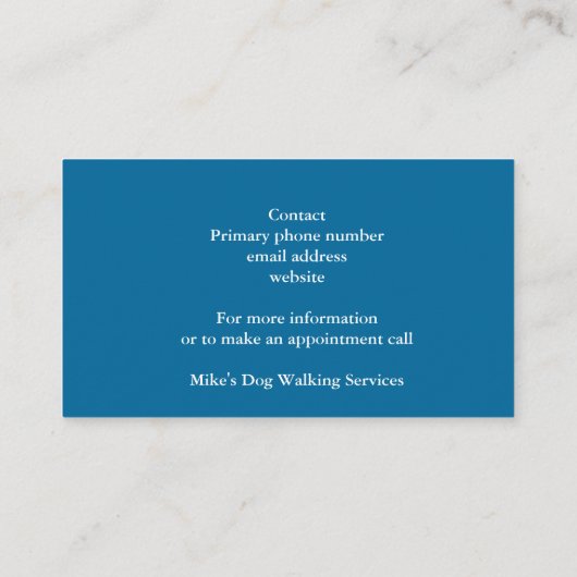 Carte de visite de la marche des chiens (Dos)