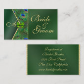 Carte de visite de la Mariage Emerald Green Peacoc (Devant / Derrière)