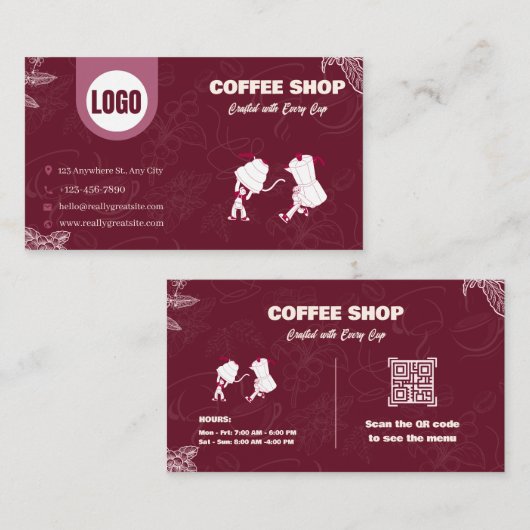 Carte de visite de la Maroon Coffee Shop (Devant / Derrière)