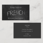 Carte de visite de la matière scolaire (Devant / Derrière)