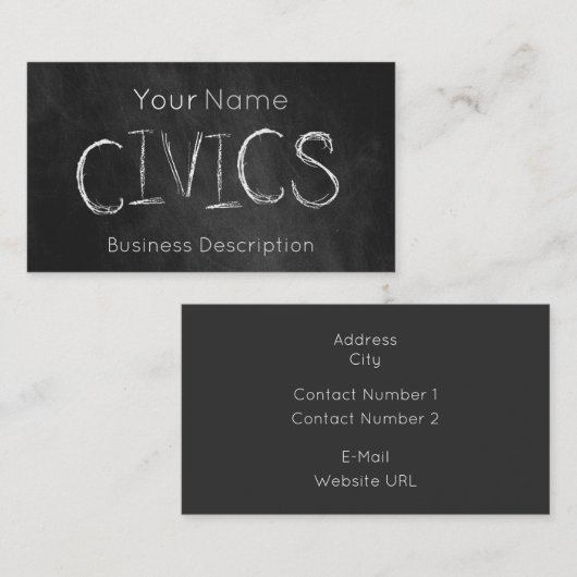 Carte de visite de la matière scolaire (Devant / Derrière)