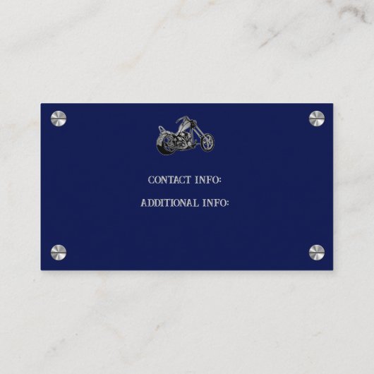 Carte de visite de la moto noir et bleu (Dos)