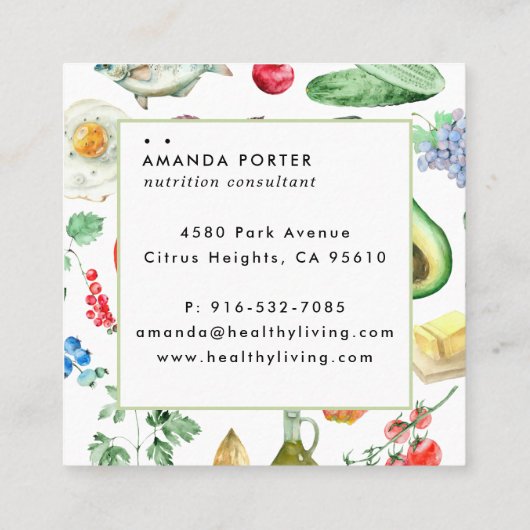 Carte de visite de la nutrition (Dos)