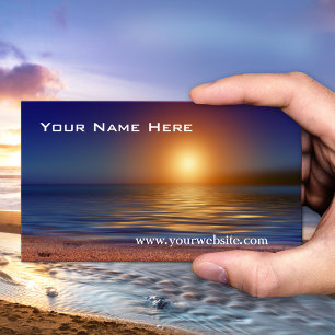 Carte de visite de la plage au coucher de soleil t