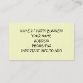 CARTE DE VISITE DE LA PLANIFICATION DE LA FÊTE DES (Dos)