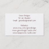 Carte de visite de la princesse White Poodle (Dos)