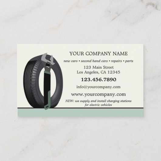 Carte de visite de la vente de voitures vert moder (Dos)
