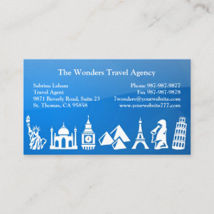 Carte de visite de l'agence de voyage