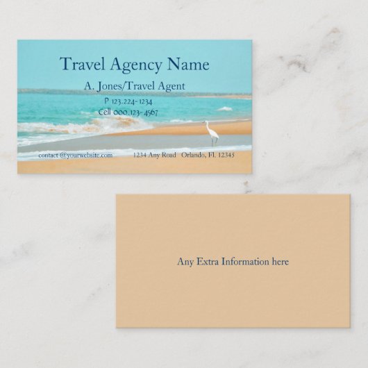 Carte de visite de l'agence de voyage (Devant / Derrière)