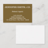 Carte de visite de l'agent de brevets propre et pr (Devant / Derrière)