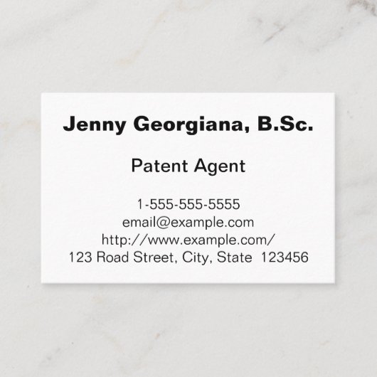 Carte de visite de l'agent de brevets simple et mi (Devant)