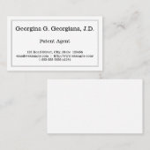 Carte de visite de l'agent de brevets simple et si (Devant / Derrière)