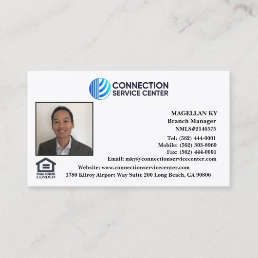 Carte de visite de l'agent de prêt (Devant)