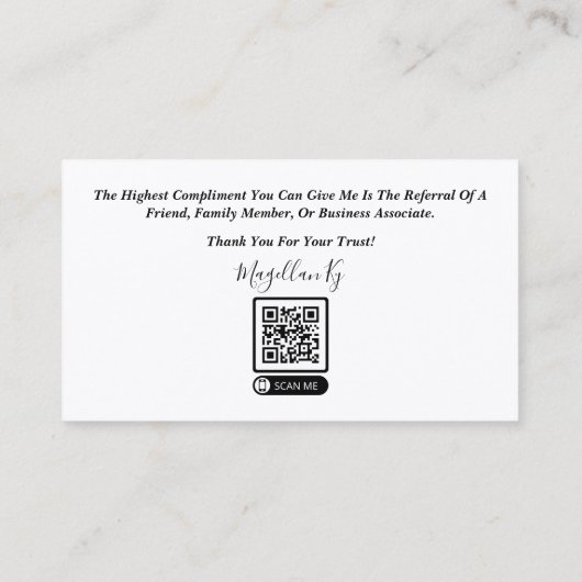 Carte de visite de l'agent de prêt (Dos)