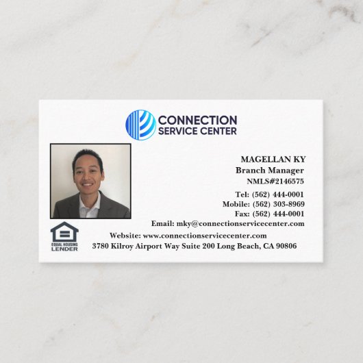 Carte de visite de l'agent de prêt (Devant)