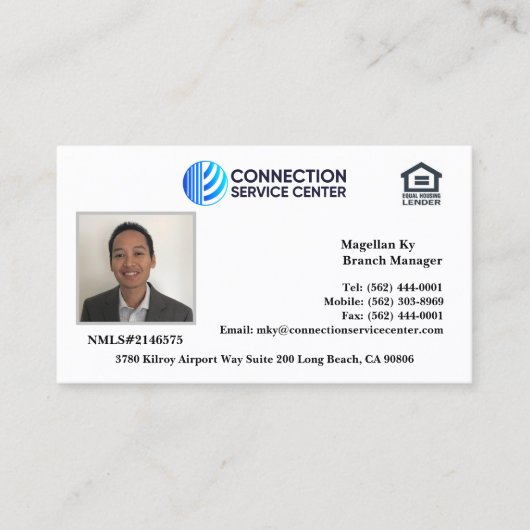 Carte de visite de l'agent de prêt (Devant)