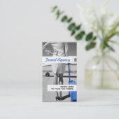 Carte de visite de l'agent de voyage bleu moderne (Debout devant)
