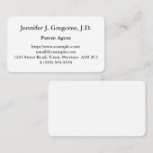 Carte de visite de l'agent des brevets de base (Devant / Derrière)