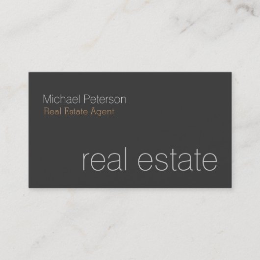 Carte de visite de l'agent immobilier gris moderne (Devant)