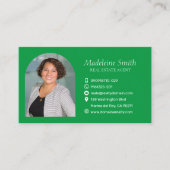 Carte de visite de l'agent immobilier vert avec pe (Devant)
