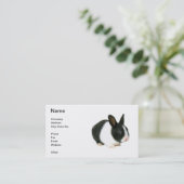 Carte de visite de lapin de nain noir et blanc (Debout devant)