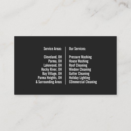 Carte de visite de lavage à pression d'eau (Dos)