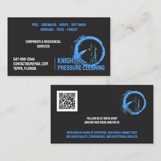 Carte de visite de lavage à pression d'eau (Devant / Derrière)
