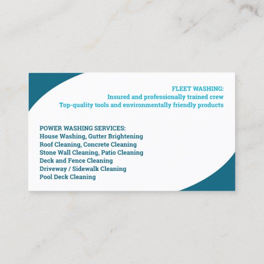 Carte de visite de lavage à pression d'eau (Dos)