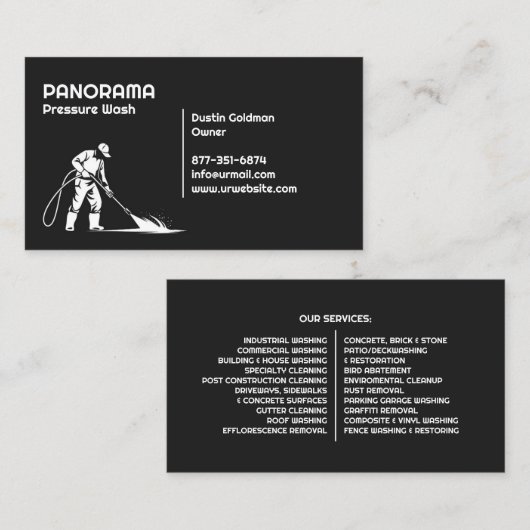 Carte de visite de lavage à pression d'eau (Devant / Derrière)
