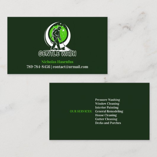 Carte de visite de lavage à pression d'eau (Devant / Derrière)