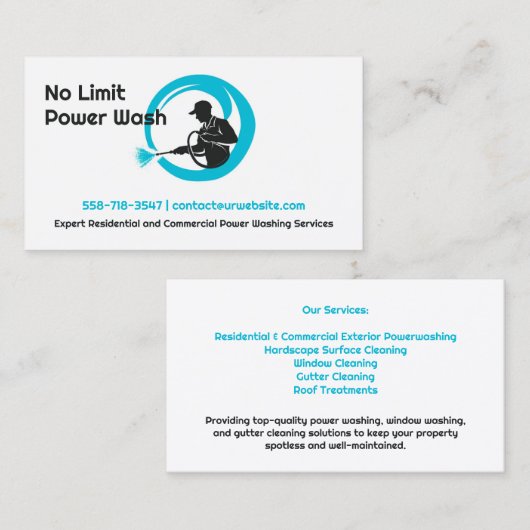 Carte de visite de lavage à pression d'eau (Devant / Derrière)