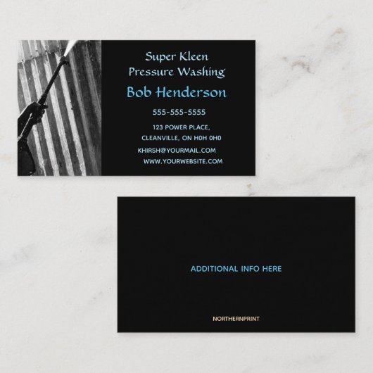 Carte de visite de lavage de pression modifiable (Devant / Derrière)