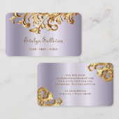 Carte de visite de lavande et de rococo or (Devant / Derrière)