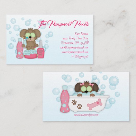 Carte de visite de lave-linge de chien choyé (Devant / Derrière)