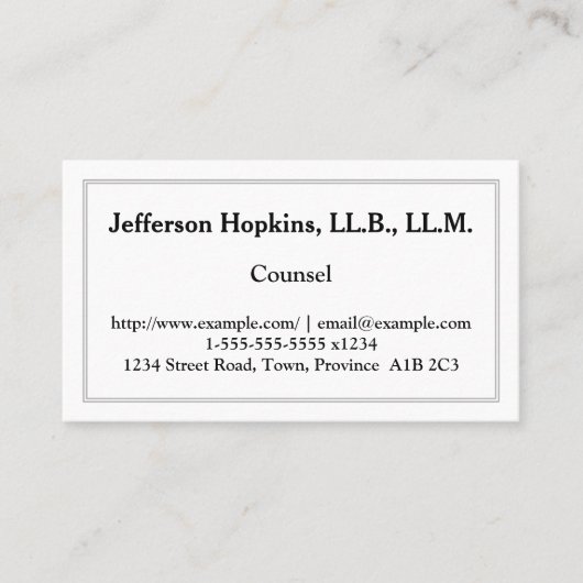Carte de visite de l'avocat à clé propre et à faib (Devant)