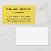 Carte de visite de l'avocat de la justice (Devant / Derrière)