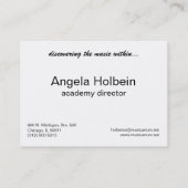 carte de visite de l'école de musique (Dos)