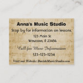 Carte de visite de leçon de piano ou de musique (Dos)