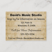 Carte de visite de leçon de Pisno ou de musique (Dos)