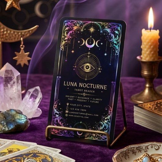 Carte de visite de lecteur de tarot de luxe avec c