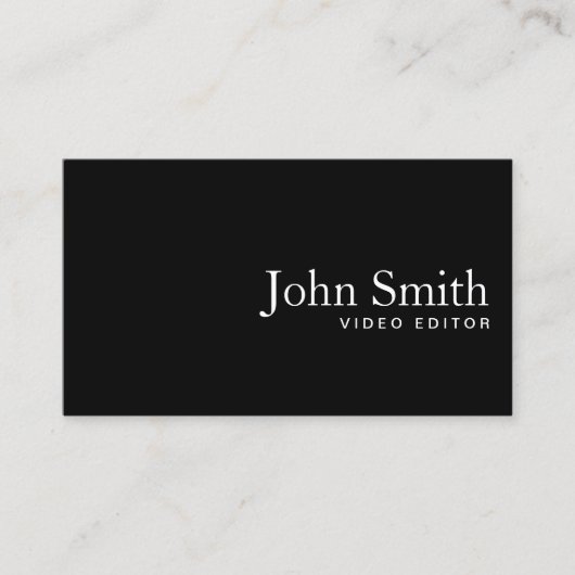 Carte de visite de l'Éditeur vidéo de code QR noir (Devant)