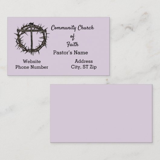 Carte de visite de l'église/du pasteur (Devant / Derrière)